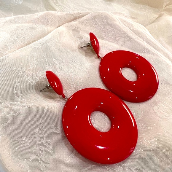 Vintage | Mod Red dot drop earring inflated - Picture 2 of 3